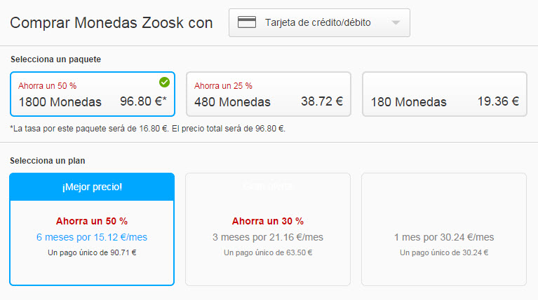 zoosk precios