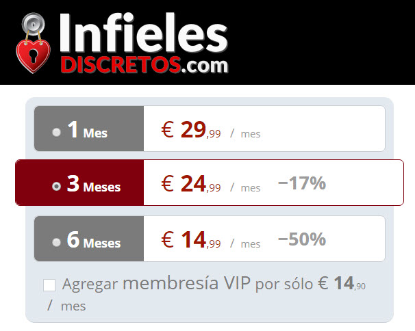 infielesdiscretos precios