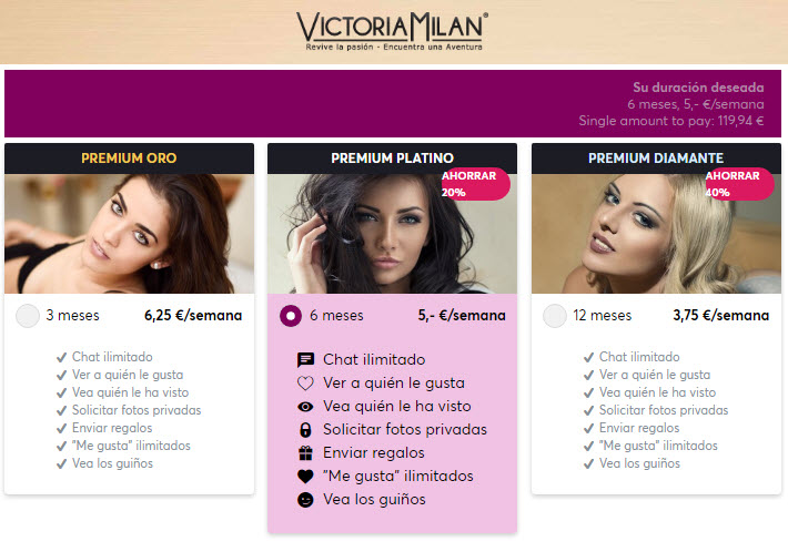 victoriamilan precios